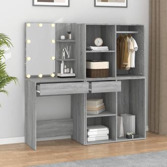 Berkfield Home LED Dressing Table with Cabinets Grey Sonoma Engineered Wood