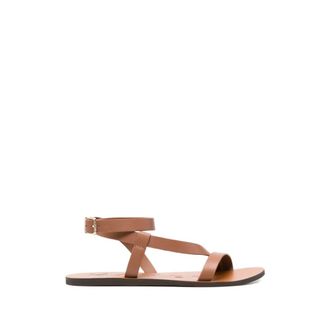 Maneb&igrave; Flat Sandals, female, Brown, Size: 11 US Buckle Strap Flat Sandals