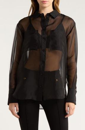 Frame Denim The Silk Organza Button-Up Shirt in Black at Nordstrom Rack, Size Medium