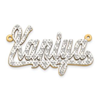 Diamond2Deal 14k Yellow Gold 3D Diamond with Heart Name Plate Pendant