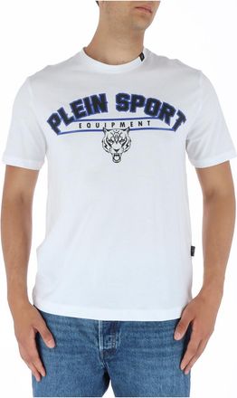 Plein Sport Mens Tiger Head Tshirt Casual Style - White Cotton - Size Small