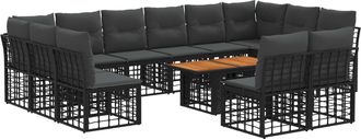 vidaXL Conjunto De Sof&aacute;s De Jard&iacute;n 13 Uds. Negro Y Gris Oscuro Vidaxl