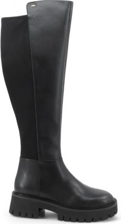 Michael Kors Asher Leather Boot - Dames - Over de knie laarzen - Zwart - 38 EU - Leer - Schoenen