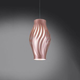 Linea Zero Sospensione Moderna 1 Luce Helios In Polilux Rosa Metallico H40 Made In Italy