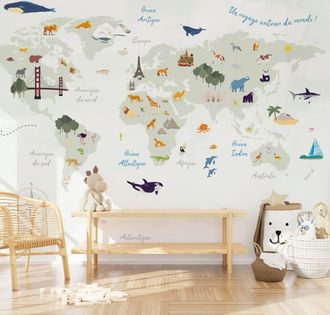 99deco Papel pintado panor&aacute;mico - 7 tiras: 336x270cm - verde - 99deco