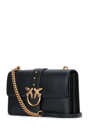 Pinko Womens Borsa A Tracolla Neroantiquegold Leather Borse Bag