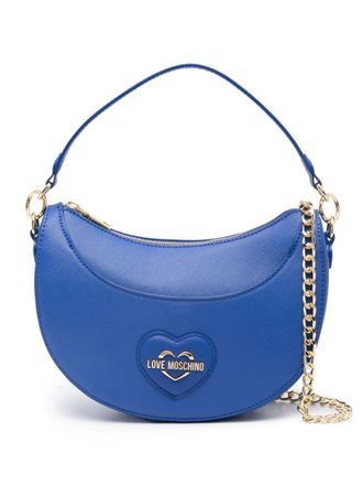 Love Moschino Saffiano-effect heart-patch small shoulder bag - women - Polyurethane - OS - Blue