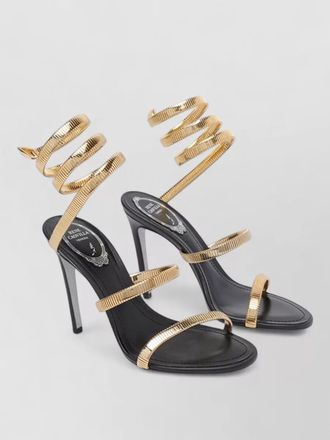 Rene Caovilla sandal heel open toe metallic spiral straps