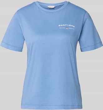 GANT T-Shirt mit Label-Print und Rundhalsausschnitt in Hellblau, Gr&ouml;&szlig;e XXL