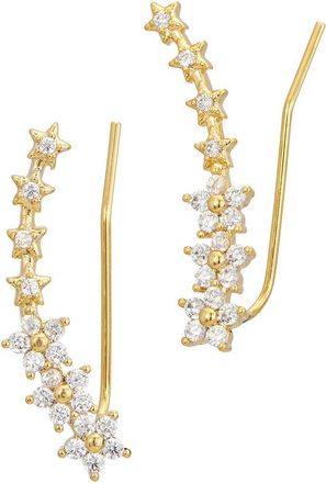 Savvy Cie Jewels 18K Plated Cz Climber Earrings