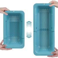 OEM Colador Azul Para Fregadero - Lava Verduras Y Frutas, Escurre Pasta Y Legumbres Cocidas - Extensible - Accesorio De Cocina Esencial (1 Pieza) - Crezuo