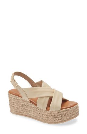 Cordani Bennie Slingback Espadrille Platform Wedge Sandal in Beige Leather at Nordstrom, Size 7.5Us