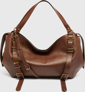 Diesel D-One-Large top-handle bag in treated leather - Handbags - Unisex - Brown