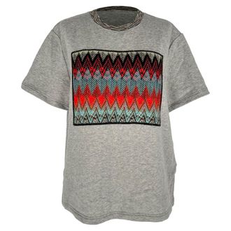 Missoni Zigzag Print Crew Neck T-shirt in Grey Cotton