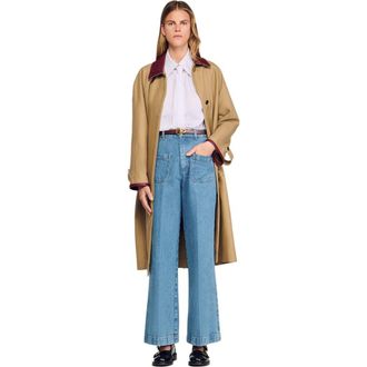 Sandro Wide-leg high-rise jeans in Blue Jean at Nordstrom, Size 42 Eu