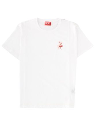 Diesel White Logo Crew Neck T-Shirt