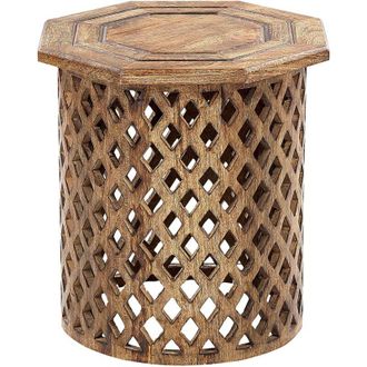 Beliani Tavolino tradizionale rotondo 45 x 45 cm Soggiorno Mango Legno scuro Khanpur