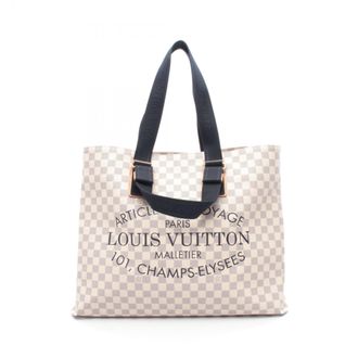 Louis Vuitton Damier Azur Navy White Coated Canvas Leather Handbag Tote Bag (Pre-Owned)