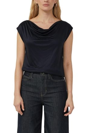 s.Oliver Black Label Wasserfallshirt S.OLIVER BLACK LABEL, Damen, Gr. 34, navy, Web, Obermaterial: 100% Viskose, unifarben, normal h&uuml;ftbedeckend, Wasserfallausschnitt, Shi