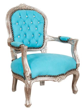 Biscottini International Sill&oacute;n Cama Barroco 73x50x51 Silla Con Brazos Luis Xvi Estilo Franc&eacute;s Sill&oacute;n De Dormitorio Tapizado Mini Sill&oacute;n Con Reposabrazos
