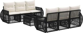 vidaXL Conjunto De Sof&aacute;s De Jard&iacute;n 7 Uds. Negro Rat&aacute;n Sint&eacute;tico Vidaxl