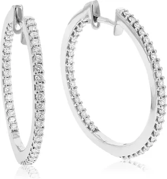 Vir Jewels 1 cttw Lab Grown Diamond Hoops Earrings in Sterling Silver With Hidden Post For Women