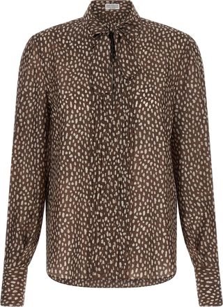 Brunello Cucinelli Brown Silk Womens Blouse