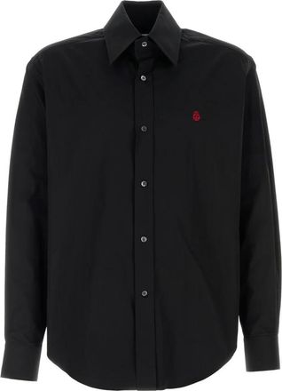 Alexander McQueen Dubbele Manchet Staande Overhemd - Heren - Casual Overhemden - Zwart - M - Polyester - Overhemden