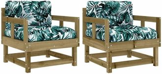 vidaXL Sillones De Jard&iacute;n Con Cojines 2 Uds Madera De Pino Impregnada Vidaxl