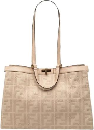 Fendi Pre-owned Tote Bags, female, Beige, Size: ONE SIZE Pre-owned Canvas Tote Bag
