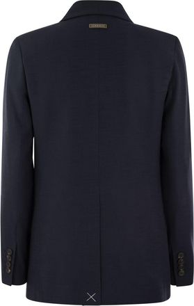 PESERICO Peserico Womens Viscose Blend Double-breasted Blazer - Dark Blue - Size EU 34 (Womens)