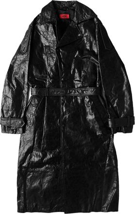 424 Leren trenchcoat - Black