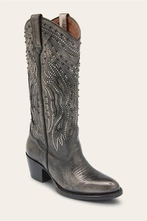 Frye Womens Shelby Studded Boots In Dark Pewter