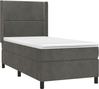 vidaXL Cama Box Spring Colch&oacute;n Y Led Terciopelo Gris Oscuro 90x190 Cm Vidaxl