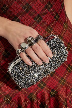 Alexander McQueen Clutch Bag With Shimmering Crystals, Womens, Black