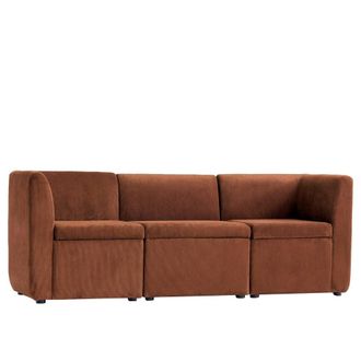 Nordlys Sof&aacute; modular de 3 plazas en terciopelo acanalado terracota