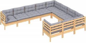vidaXL Juego De Muebles De Jard&iacute;n 10 Pzas Y Cojines Madera De Pino Vidaxl