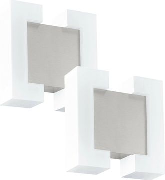 Loops 2 PACK IP44 Outdoor Wall Light Satin Nickel Diffused White 4.8W LED