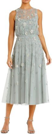 Mac Duggal Floral Embellished Sleeveless Midi Dress in Sage at Nordstrom, Size 10