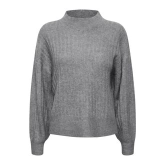 Ichi Ichi, Dames, Truien, Grijs, Maat: S Leer