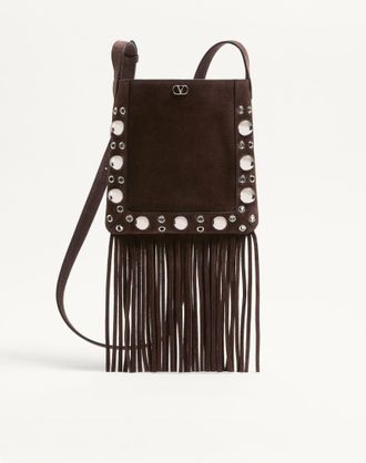 Valentino Garavani Borsa A Spalla Piccola Valentino Garavani Nellc&ocirc;te In Suede Con Frange Donna MARRONE UNI