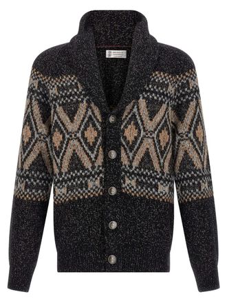 Brunello Cucinelli Geometric Jacquard Cardigan