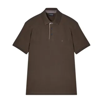 Emporio Armani Polo Shirts, male, Brown, Size: XL Regular fit piqu&eacute; polo shirt
