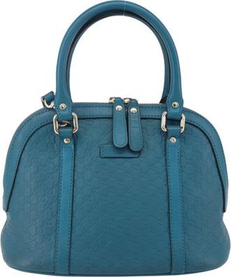 Gucci Convertible Dome Satchel Guccissima Leather Turquoise Leather Handbag (Pre-Owned)