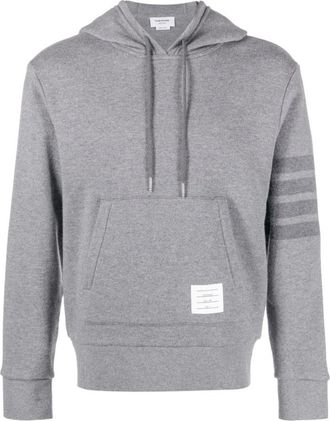 Thom Browne Logo Patch Grijs Sweatshirt met Streepdetail - Heren - Hoodies - Grijs - M - Hoodies & sweatvesten