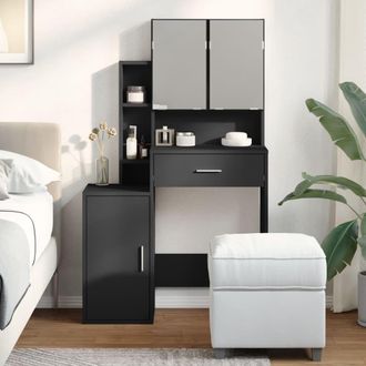 Berkfield Home Dressing Table with Cabinet Black 80x35x132 cm | Size: 80 x 35 x 132 cm