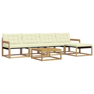 vidaXL Conjunto De Sof&aacute;s De Exterior 6 Pcs Blanco Y Crema Vidaxl