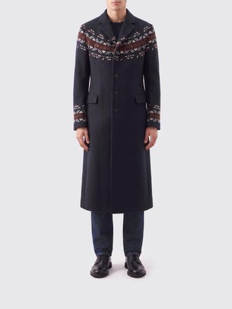 Dries Van Noten Ethnic Pattern Wool Blend Single-Breasted Long Coat