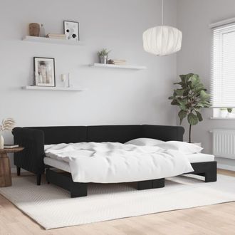 vidaXL Sof&aacute; Cama Nido Terciopelo Negro 90x200 Cm Vidaxl
