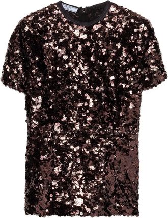 Prada Top con paillettes - Marrone